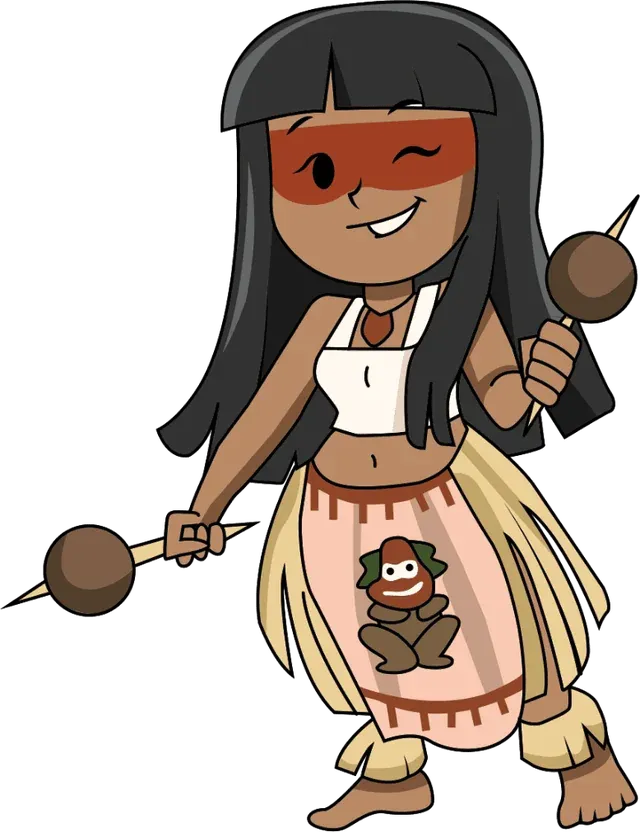 WRO 2026 mascot: a Taína girl holding maracas