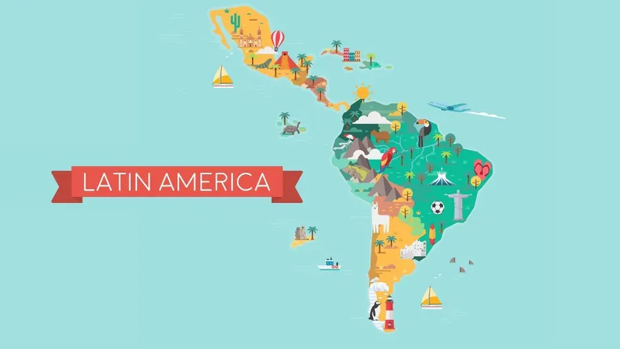 Illustrated map of Latin America